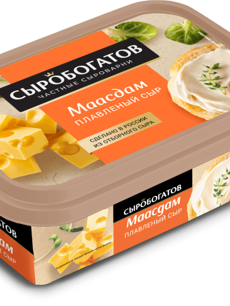 Сыр плав СЫРОБОГАТОВ Маасдам 50% 200г ванночка 1/12