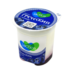 Йогурт двухслойный Греческий ЛАКТИКА с черникой 3,4% 120г тф-стакан 1/12