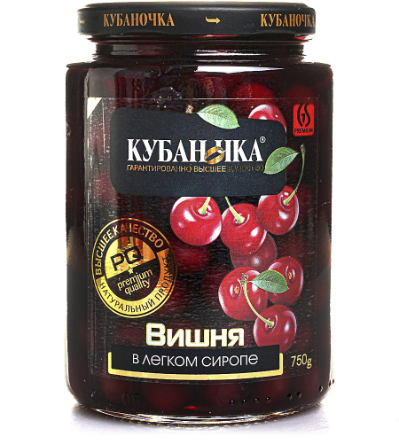 Фрукты КУБАНОЧКА Вишня в сиропе ст/б 750г 1/8