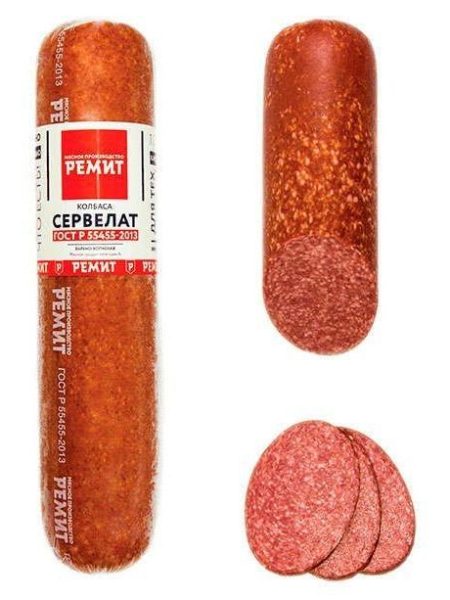 Колбаса с/к РЕМИТ Сервелат ГОСТ в/у вес~0,5кг