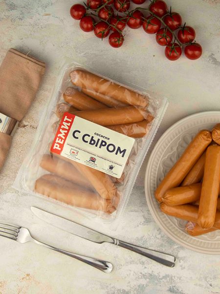 Сосиски РЕМИТ с сыром газ/уп вес~1кг