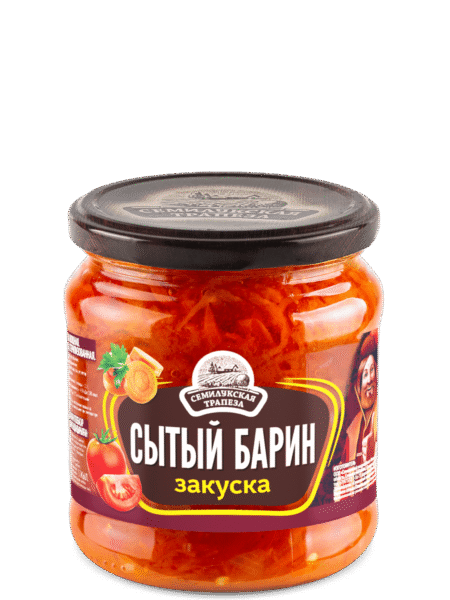 Закуска овощная СЕМИЛУКСКАЯ ТРАПЕЗА Сытый Барин (перец морк лук томат) ст/б 460г 1/8