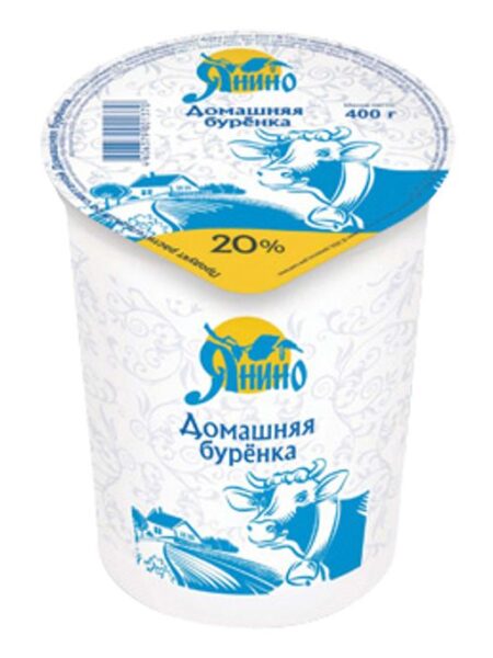 Сметанный продукт ЯНИНО Домашняя буренка 20% пл/ст 400г 1/24