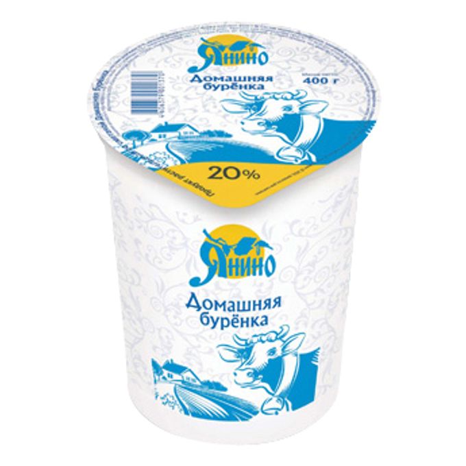Сметанный продукт ЯНИНО Домашняя буренка 20% пл/ст 400г 1/24 Сметанный продукт ЯНИНО Домашняя буренка 20% пл/ст 400г 1/24