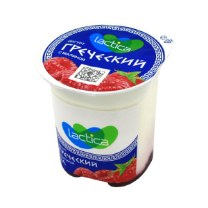 Йогурт двухслойный Греческий ЛАКТИКА с малиной 3,4% 120г тф-стакан 1/12