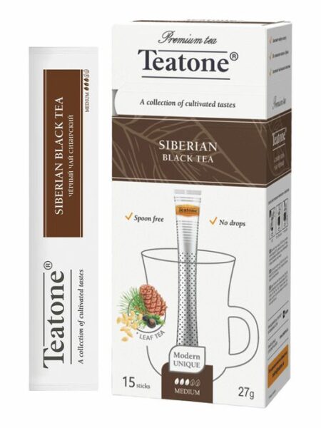 Чай TEATONE Чёрный аромат Кедра и можевельника Стик гофрокороб 12*(15шт*1,8г)