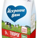 Творог ИСКРЕННЕ ВАШ 9% пакет 280г 1/8