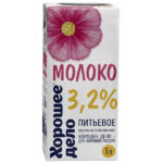 Молоко у/п ХОРОШЕЕ ДЕЛО 3,2% 1 л 1/12 slim шк 1653