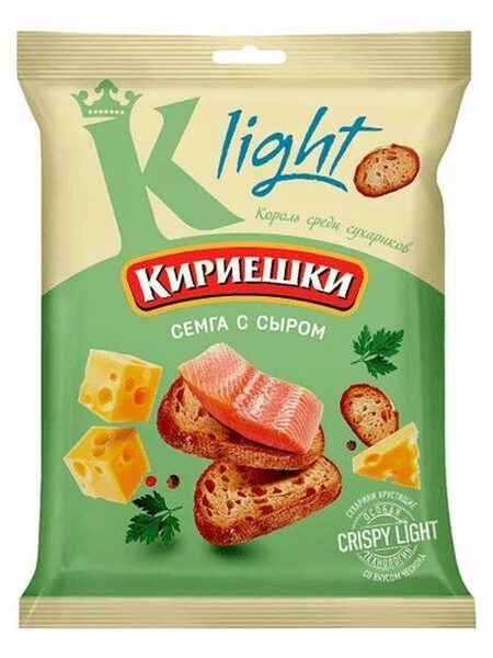 Сухарики КИРИЕШКИ Light Сёмга и сыр 80г 1/22