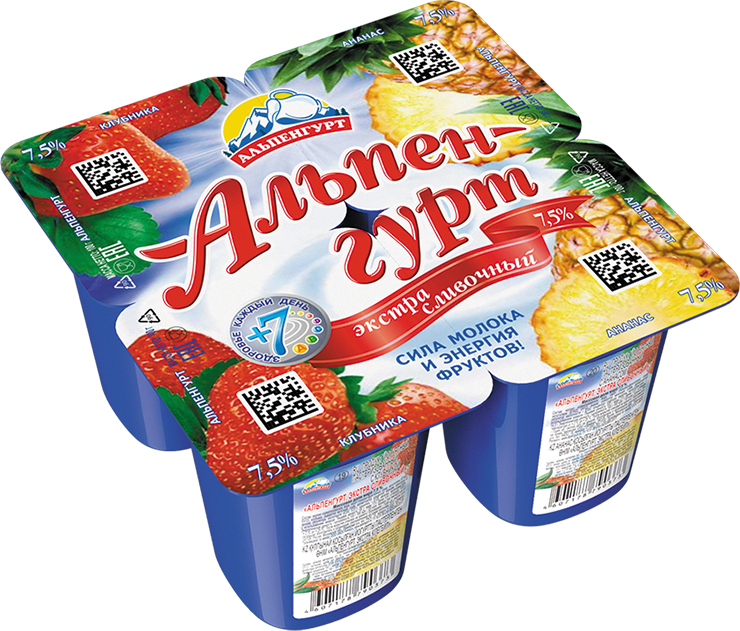 ЙогуртПродукт Экстра сливочный АЛЬПЕНГУРТ Клубника/ананас 7,5% 100г 1/24 ЙогуртПродукт Экстра сливочный АЛЬПЕНГУРТ Клубника/ананас 7,5% 100г 1/24