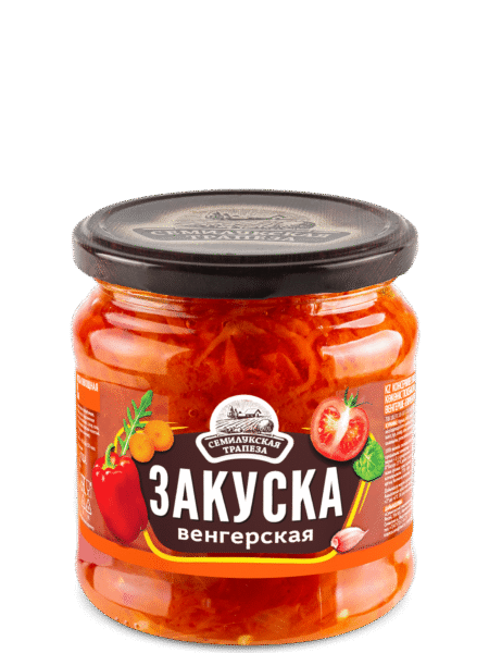 Закуска овощная СЕМИЛУКСКАЯ ТРАПЕЗА Венгерская (перец,морк,лук,томат) ст/б 460г 1/8