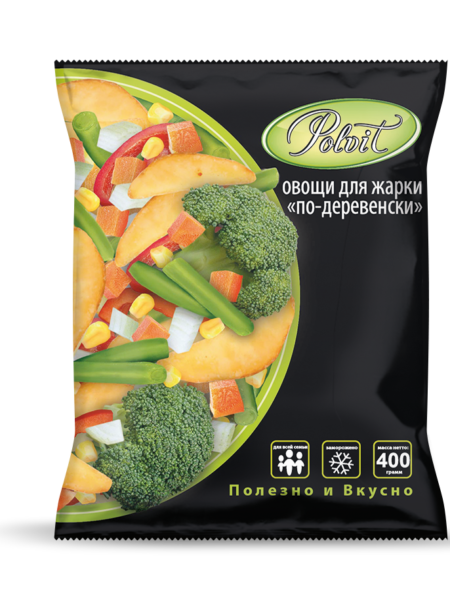 Овощи для жарки по-деревенски POLVIT зам п/п 0,4кг 1/20 (карт,брокколи,морк.,перец,фас стурч.,лук)