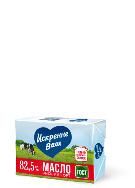 Масло сливочное ИСКРЕННЕ ВАШ 82,5% фольга 180г 1/8