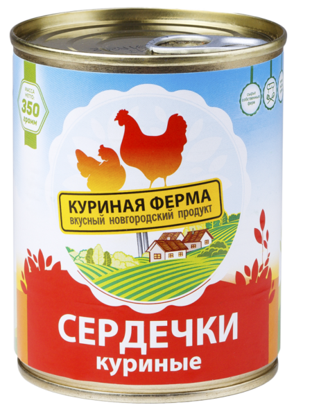 Сердечки куриные ВНМД ж/б крышка-ключ 350г 1/24