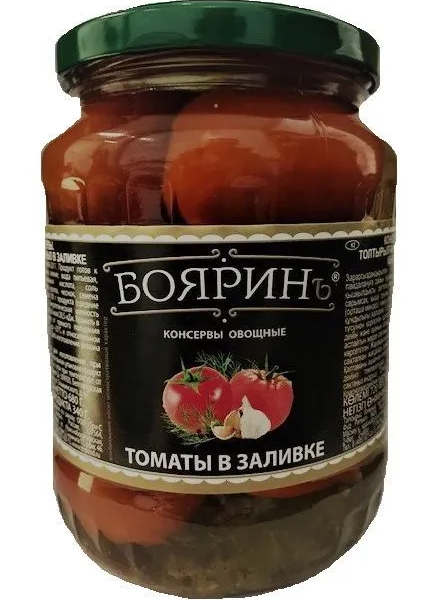 Томаты БОЯРИН с зеленью в заливке лим. кислота 720г 1/8