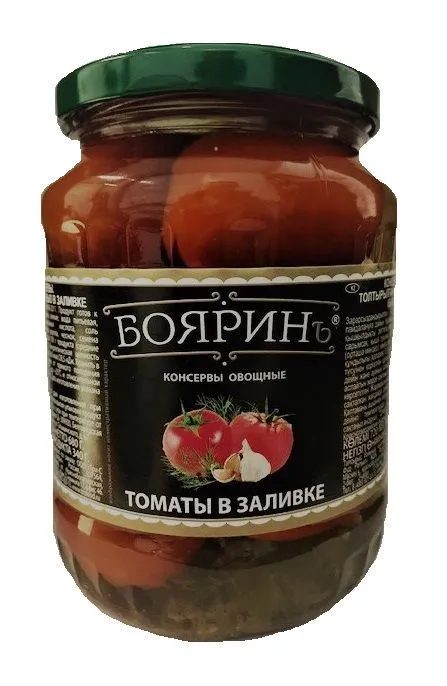 Томаты БОЯРИН с зеленью в заливке лим. кислота 720г 1/8 Томаты БОЯРИН с зеленью в заливке лим. кислота 720г 1/8