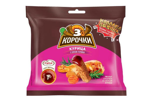 Сухарики 3 КОРОЧКИ ржаные Курица с терияки 60г 1/30 Сухарики 3 КОРОЧКИ ржаные Курица с терияки 60г 1/30