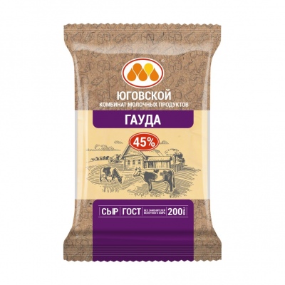 Сыр ЮКМП Гауда 45% 200г 1/10