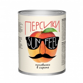 Фрукты SUNFEEL Персики половинки в сиропе ж/б 425мл/410гр 1/24