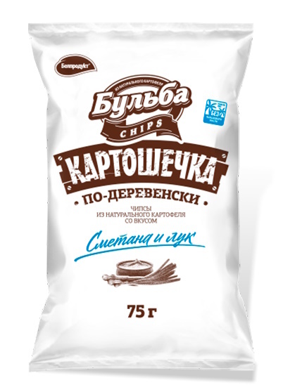 Чипсы картофельные БУЛЬБА Картошечка-по дерев Сметана и лук 75г 1/16