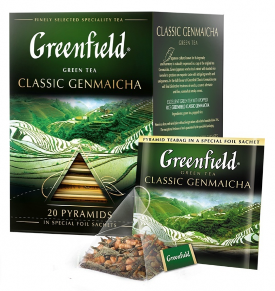 Чай ГРИНФИЛД Greenfield Classic Genmaicha зеленый 20 пирам 1/8 Чай ГРИНФИЛД Greenfield Classic Genmaicha зеленый 20 пирам 1/8