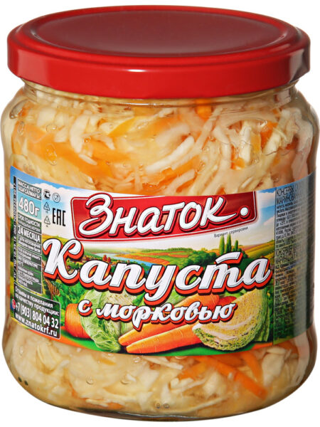 Капуста ЗНАТОК маринованная ст/б 480г 1/6
