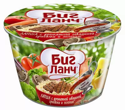 Лапша б/п БИГ ЛАНЧ говядина грибы зелень ведро 90г 1/24 АКЦИЯ!!! Лапша б/п БИГ ЛАНЧ говядина грибы зелень ведро 90г 1/24 АКЦИЯ!!!