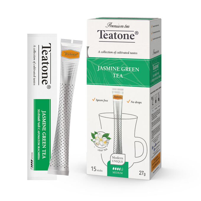 Чай TEATONE Зеленый аромат Жасмин Стик гофрокороб 12*(15шт*1,8г) Чай TEATONE Зеленый аромат Жасмин Стик гофрокороб 12*(15шт*1,8г)