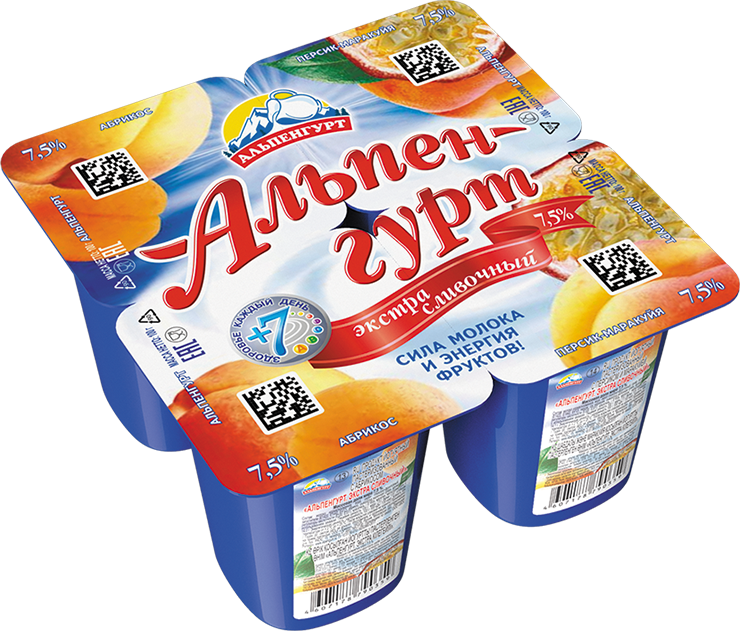 ЙогуртПродукт Экстра сливочный АЛЬПЕНГУРТ Абрикос/персик-маракуйа 7,5% 100г 1/24 ЙогуртПродукт Экстра сливочный АЛЬПЕНГУРТ Абрикос/персик-маракуйа 7,5% 100г 1/24