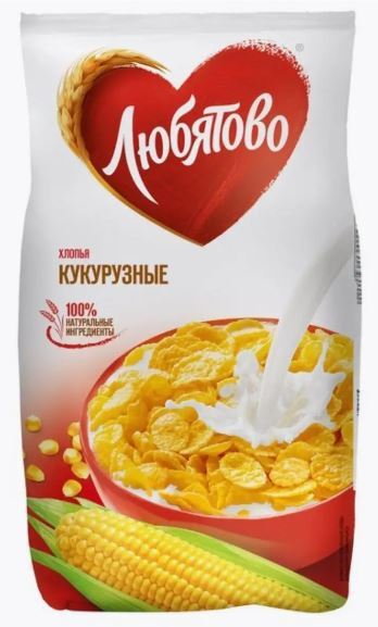 Хлопья кукурузные ЛЮБЯТОВО 300г 1/12