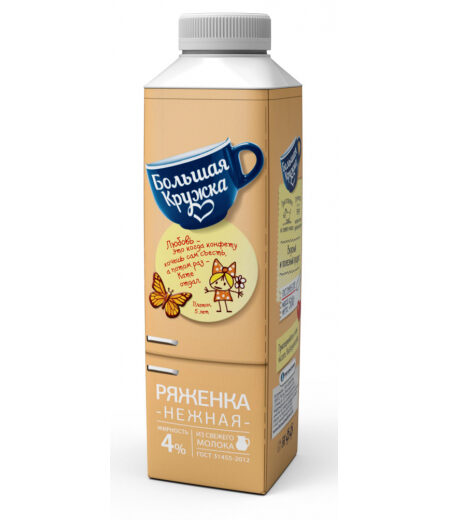 Ряженка БОЛЬШАЯ КРУЖКА 4% 0,5кг 1/6