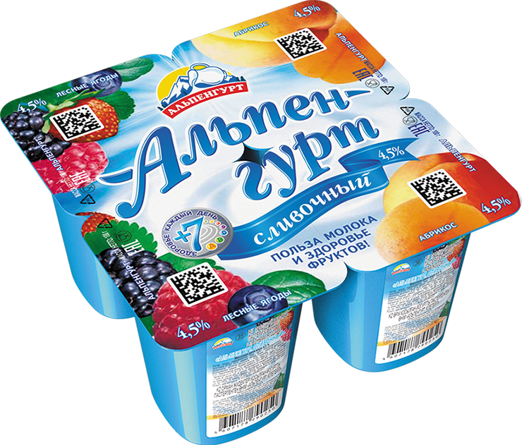 ЙогуртПродукт Сливочн АЛЬПЕНГУРТ Лесная ягода/абрикос 4,5% 100г 1/24 ЙогуртПродукт Сливочн АЛЬПЕНГУРТ Лесная ягода/абрикос 4,5% 100г 1/24