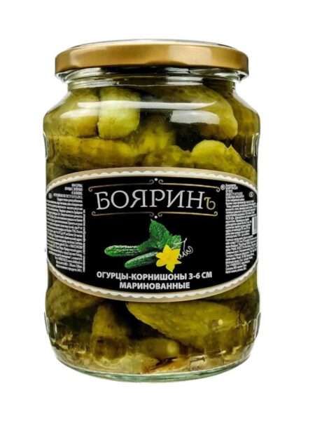 Корнишоны БОЯРИН маринованные (3-6см) ст/б 720мл 1/8