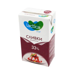 Сливки для взбивания у/п ЛАКТИКА 33% 1л б/к 1/12