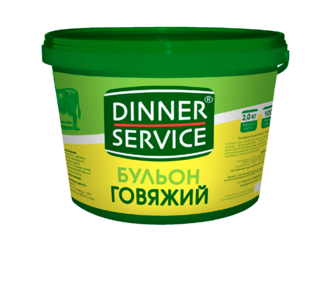 Бульон DINNER SERVICE говяжий пл/ведро 2кг 1/4 Бульон DINNER SERVICE говяжий пл/ведро 2кг 1/4