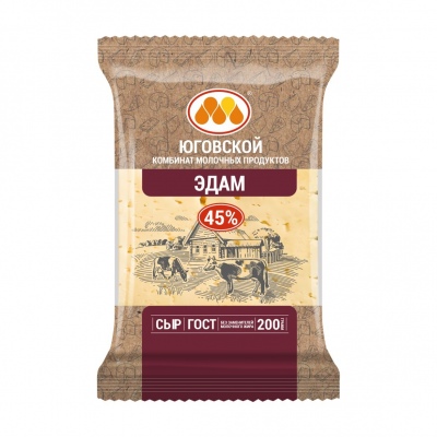 Сыр ЮКМП Эдам 45% 200г 1/10