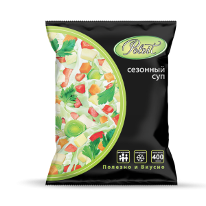 Смесь Сезонный суп POLVIT зам п/п 0,4кг 1/20 (карт.,морк.,томат,лук,капуста,перец,зелень)