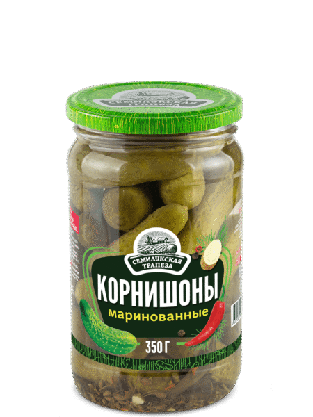 Корнишоны СЕМИЛУКСКАЯ ТРАПЕЗА маринованные ст/б 350г 1/10