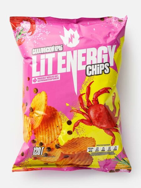 Чипсы картофельные LIT ENERGY Краб рифл. 120г 1/10