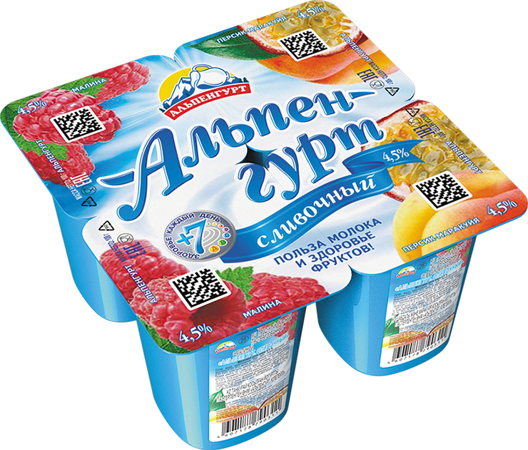 ЙогуртПродукт Сливочн АЛЬПЕНГУРТ Малина/персик-маракуйя 4,5% 100г 1/24 ЙогуртПродукт Сливочн АЛЬПЕНГУРТ Малина/персик-маракуйя 4,5% 100г 1/24