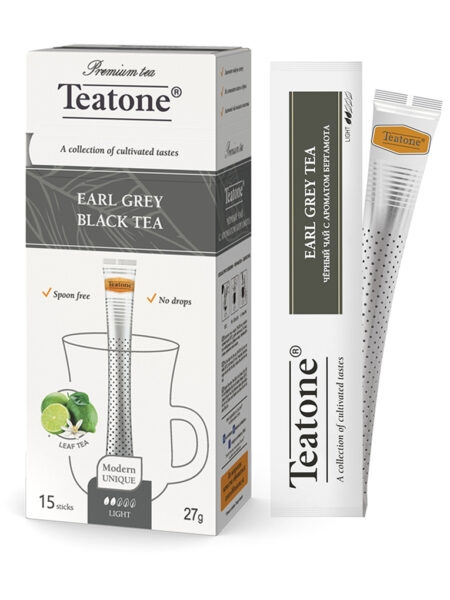 Чай TEATONE Чёрный аромат Бергамота Стик гофрокороб 12*(15шт*1,8г)