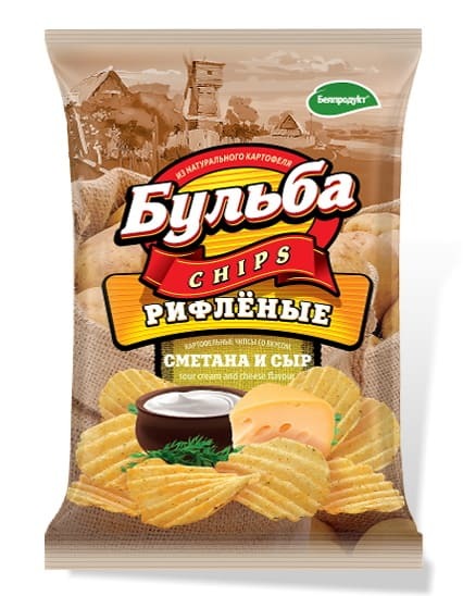 Чипсы картофельные БУЛЬБА Сметана и сыр рифл 75г 1/25