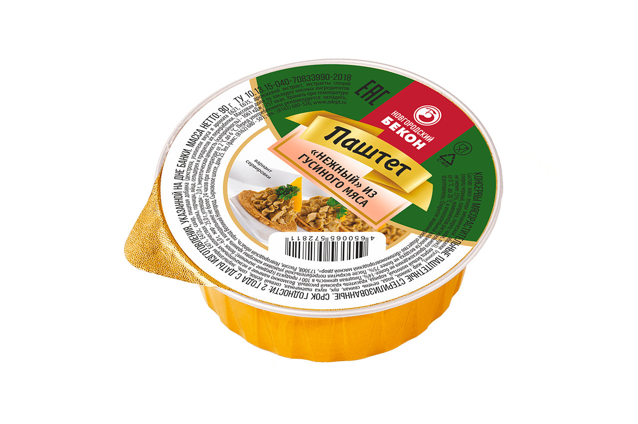 Паштет ВНМД Нежный из гусиного мяса ж/б 70г 1/20 Паштет ВНМД Нежный из гусиного мяса ж/б 70г 1/20
