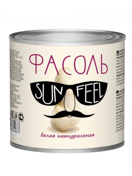 Фасоль SUNFEEL белая в с/с ж/б 400г 1/12