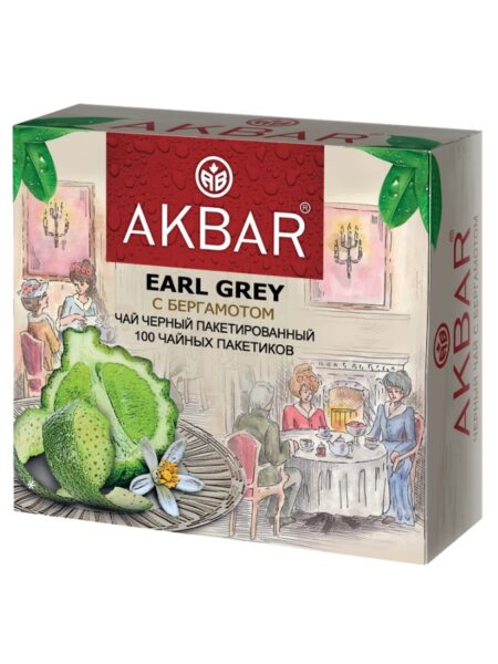 Чай АКБАР Earl Grey (бергамот) 100пак с/я 1/12
