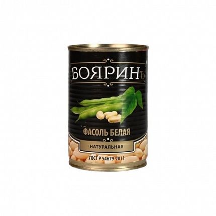 Фасоль БОЯРИН белая в с/с ж/б 400г 1/12 Фасоль БОЯРИН белая в с/с ж/б 400г 1/12