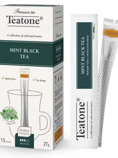Чай TEATONE Чёрный аромат Мяты Стик гофрокороб 12*(15шт*1,8г)