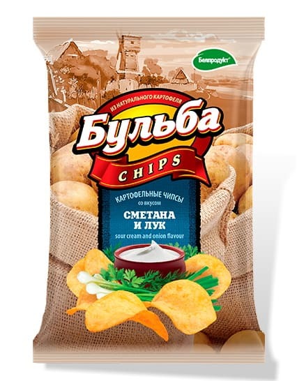 Чипсы картофельные БУЛЬБА Сметана и лук 75г 1/25 Чипсы картофельные БУЛЬБА Сметана и лук 75г 1/25