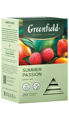 Чай ГРИНФИЛД Summer Passion (зеленый,манго,личи) 20 пирам 1/8