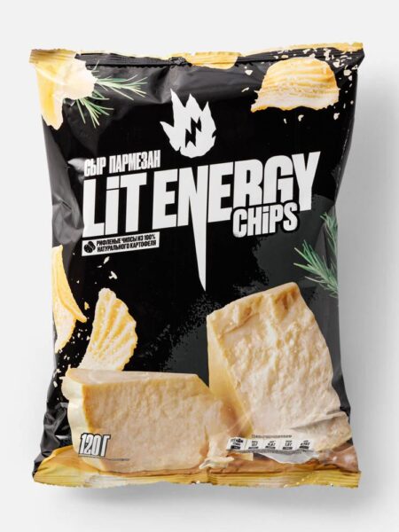 Чипсы картофельные LIT ENERGY сыр Пармезан рифл. 120г 1/10